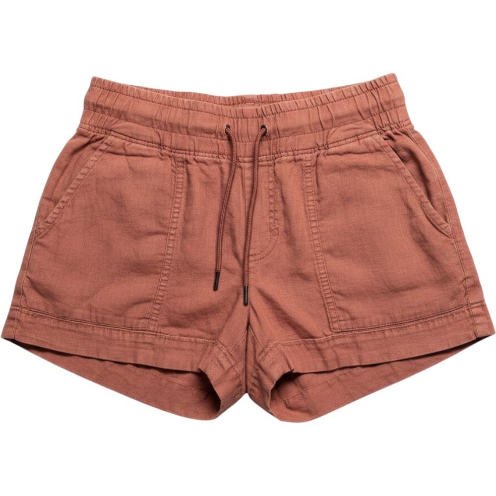 Athleta Cabo‎ Linen 4" Short Terracotta Clay Smocked Waist Drawstring Size 0